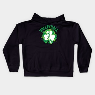 Volleyball Shamrock Irish Sports St Pattys Day Kids Hoodie